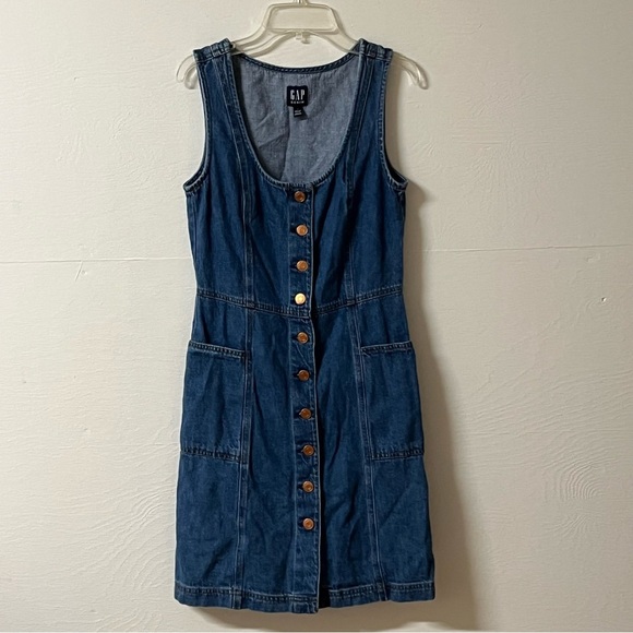 Gap Button Down Denim Dress Pockets Size 2 Western Cowgirl Rodeo - Picture 1 of 7